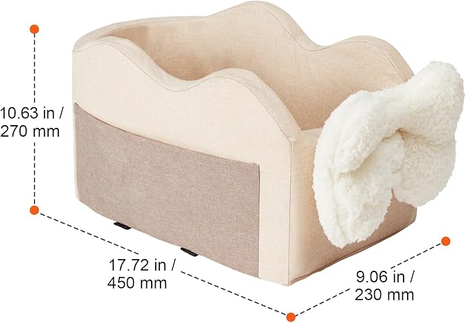 Happybuy Console Dog Car Seat, Center Console Dog Booster Seat for Small Dog, Pet Car Seat for Car Armrest with Clip-On Leash, Adjustable Straps, Supports up to 8lbs, Light Brown