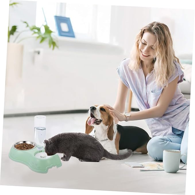 1Set Detachable Dual Use Pet Feeder Automatic Water Dispenser and Food Bowl for Cats and Dogs Resistant Design for Home and Pet Stores