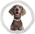 Cuban Link Dog Chain Collars Diamond Glitter Rhinestone for Dogs Jewelry Dog Collar Necklace Metal Pet for Puppy Small Medium Large Dogs Cats(Silver 14inch)