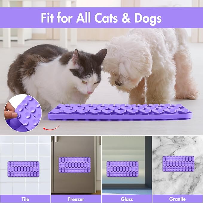 Silicone Snuffle Mat for Large Dogs, Dog Lick Mat Slow Feeder, Pet Licking Treat Mat with Suction Cups for Smell Training Slow Eating, XL Purple