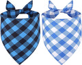 Dog Bandanas Boy XLarge 2PCS, Summer Spring Blue Scarf, Durable Triangle Reversible Bibs Handkerchief for Puppy Pet