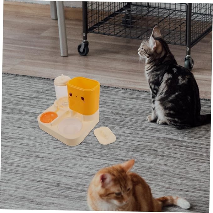 balacoo Automatic Pet Feeder Dual Bowls for Cats and Dogs Integrated Food and Water Station Easy-Clean Design for Pets Sturdy Base for Stability Space-Saving