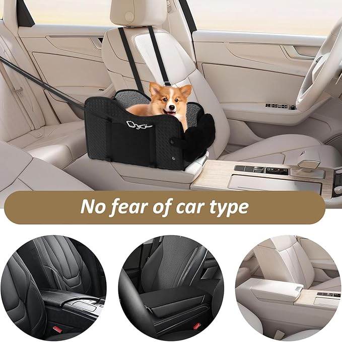 Pet Car Seat - 14lbs Portable Dog Cushion Bed Carrier for Car Travel, Road Trips with Foldable Function, Puppy Stroller Seats for Outdoor Indoor Use, Soft Fabric Gray, Easy Storage