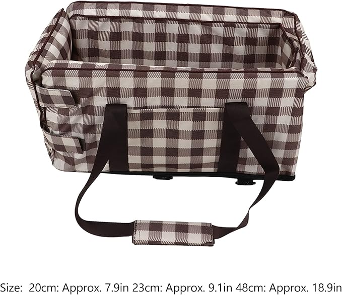 Dog Car Seat, Plaid Square Dog Car Seat, Soft Waterproof Dog Car Seat, Portable Stable Dog Armrest Booster Seat with Adjustable Pillow Pet Seat for Dogs and Cats