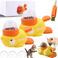 Dog Interactive Treat Dispenser, 2-in-1 Dog Treat Dispenser Toy, Duck Cat Treat Dispenser, Safe Kibble Dispenser Dog Toy, Adjustable Food Outlet for Small to Medium Cats and Dogs (Yellow*2)