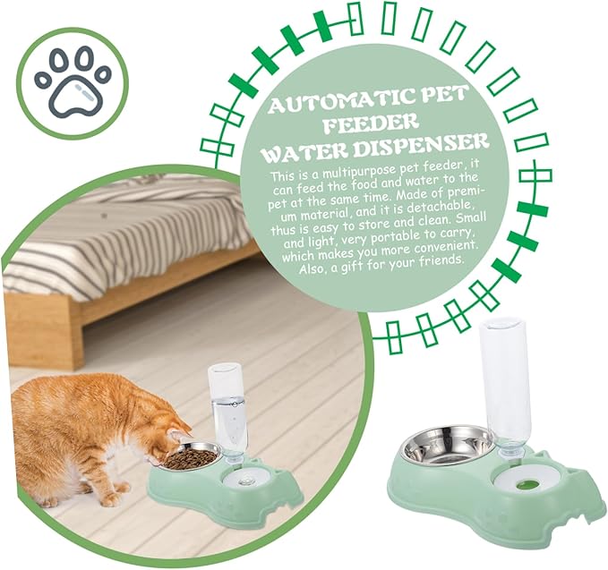 1Set Detachable Dual Use Pet Feeder Automatic Water Dispenser and Food Bowl for Cats and Dogs Resistant Design for Home and Pet Stores