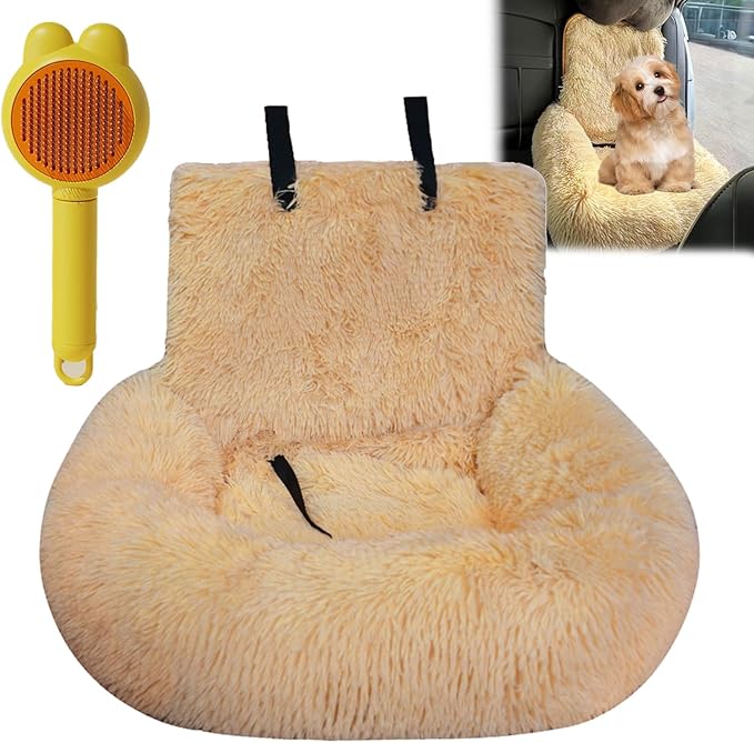 Car Seat, Dog Bed for Car with Removable Cushion, Dog Cars Bed with Thick Cushion, Waterproof, Easy to Clean & Install in All Vehicles for Large Small Dogs (Khaki,23.6 * 28.3in)