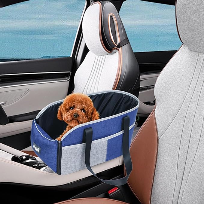 Center Console Dog Seat - Pets Weight Under 15 Lbs Travel Bags with Fixing Straps | Center Console Small Dog Cat for All Seasons | Dog Booster Car Seat Center Console | Car Pet Safety Seat