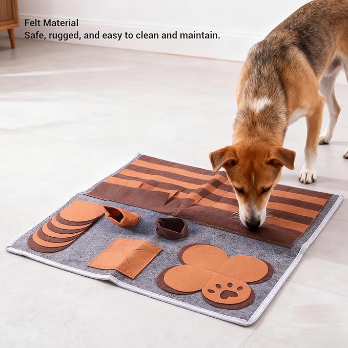 HEEPDD Dog Snuffle Mat, Interactive Feeding Toy Slow Feeder for Dogs with Rugged Felt Fabric, Enrichment Nose Work Scent Training Pad for Small Medium Large Pets, 22.64x22.64in