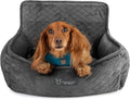 Nandog Pet Gear Luxury Dog Car Seat Bed w/Removable & Washable Pad Insert & Thick Car Seatbelt Straps - Secure, Comfortable, Easy-to-Clean Pet Carrier (Dark Grey, 18" L x 16" W in)
