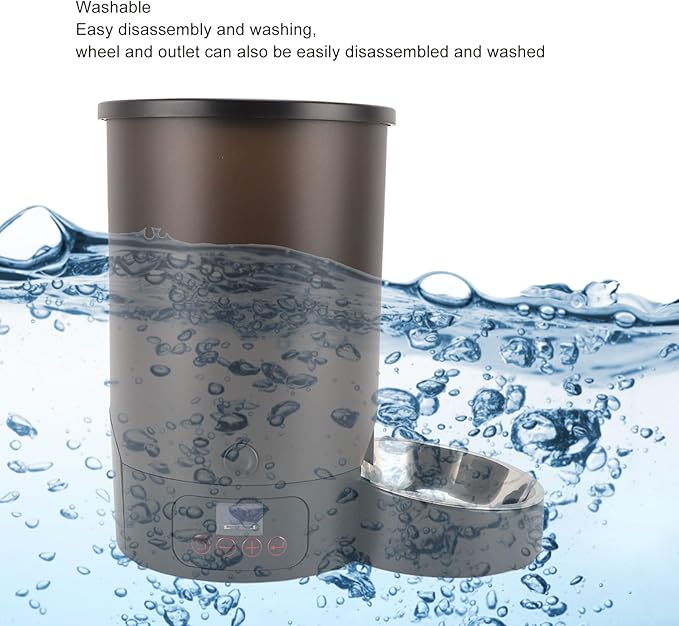 HEEPDD 3L Automatic Cat Feeder, Large Capacity Pet Food Dispenser Timed Dog Feeders with Stainless Steel Bowl Dual Power Supply for Pets Cats Dogs (Black Single Bowl)