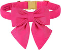 Maca Bates Hot Pink Dog Collar with Cute Rose Red Solid Sailor Bow Tie,Extra Large Girl Boy Dogs,Girly Adjustbale Durable Breakaway Soft Collars with Bowtie for Female Male Puppy,Pet with Metal Buckle