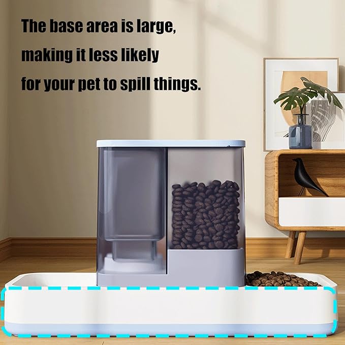Automatic Refilling Pet Water Bowl and Food Dish Set with Stainless Steel Removable Tray Anti Tip Base for Small Animals Anti Spill Pet Food Bowl with Water Fountains
