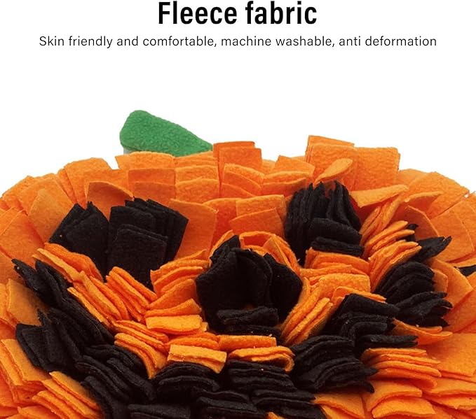 Dog Snuffle Mat, Pumpkin Shaped Pet Sniffing Mat for Slow Feeding and Nose Work Training, with Dispersed Food Hiding Structure and Non Slip Bottom, for Indoor Outdoor Use