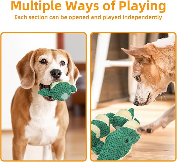 Mihachi Dog Enrichment Toys, Snuffle Toy for Small Medium Dogs, Detachable Dog Puzzles Squeaky Sniffle Interactive Toy for Foraging Training, Boredom and Mental Stimulation, Green Crocodile