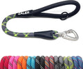 ZALER Short Dog Leash, 26 Inches Rope Traffic Leashes for Dogs, Reflective Dog Lead with O-Ring, Heavy Duty Pet Leash for Large and Medium Dogs (26" Green Gray)