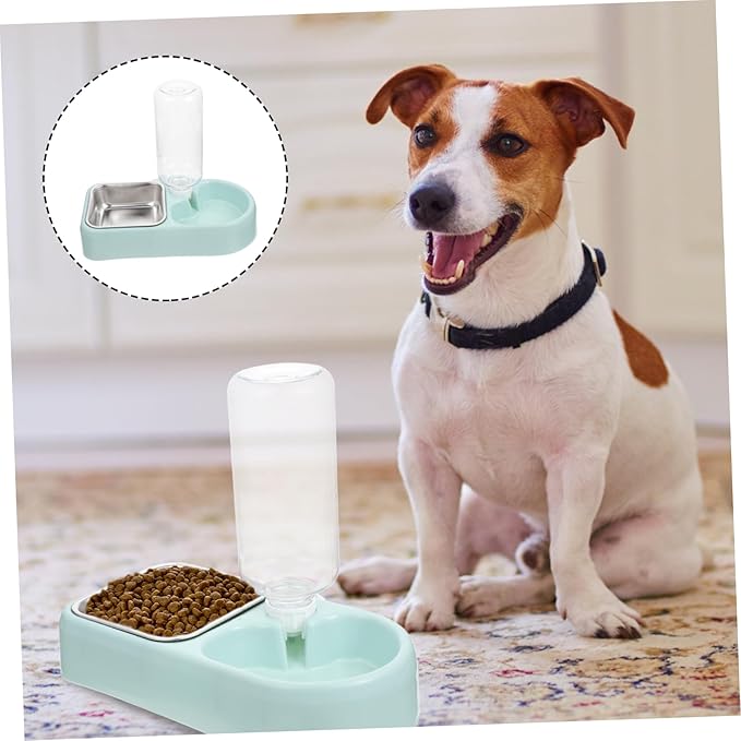 POPETPOP Automatic Water Dispenser PET Bowl Set Detachable Hanging and Cats Fall Feeding System Indoor Use Dual Bowl Configuration