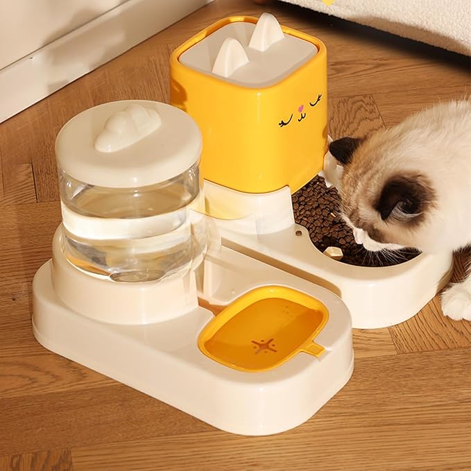 Automatic Cat Feeder, Auto Fill Cat Water Bowl, Cat Food Dispenser, Anti-Slip Automatic Pet Waterer, Large Capacity Cat Water Dispenser, Cute Dog Feeding Bowls (A)