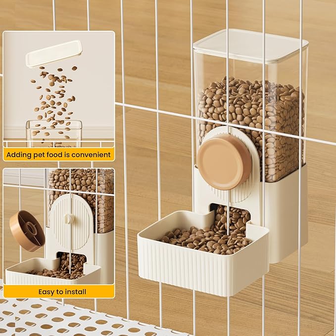 Automatic Pet Feeder and Water Dispenser Combo, 1 Gallon (3.8L) Dog Food Dispenser and Cat Water Bowl for Small Medium Dogs Puppies Kittens, 2-in-1 Set
