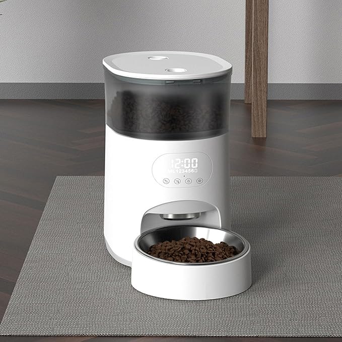 Pet Feeder 2-Pack Automatic Feeder Touch Button Type 4l Smart Pet Feeder Timed Quantitative Pet Supplies Compatible with Cats and Dogs White Pets Supplies