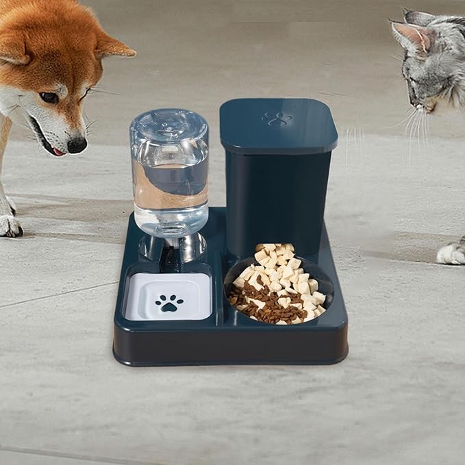 2 in 1 Automatic Pet Waterer Pet Food Bowl Large Capacity Self Dispensing Automatic Cat Drinker Bowl Dispenser for Puppy Dogs