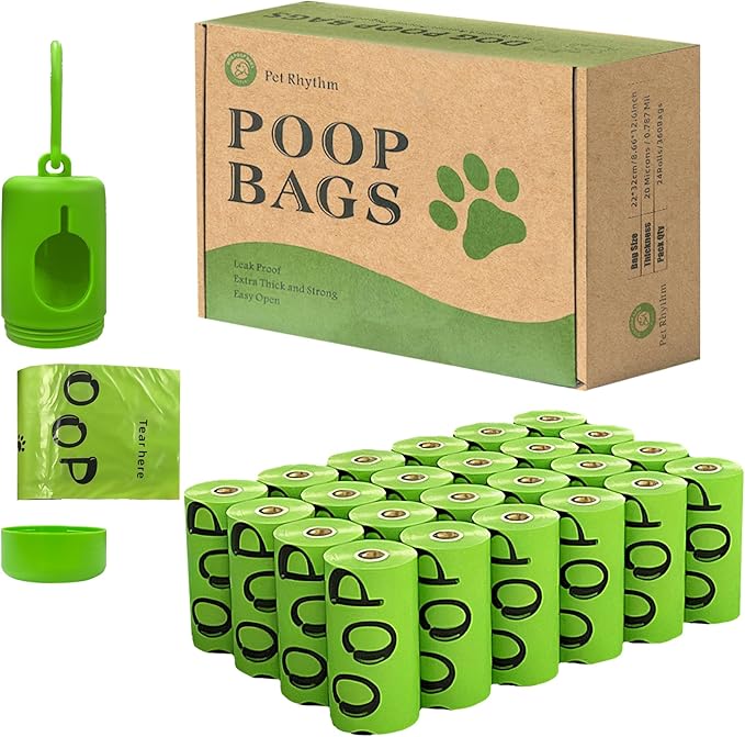 Dog Poop Bags Rolls with Dispenser - Scented & Leak-Proof Dog Waste Bags in Green/Black, 13x9 Inch Extra Large Poop Bags for Dogs, 120/360/630 Counts