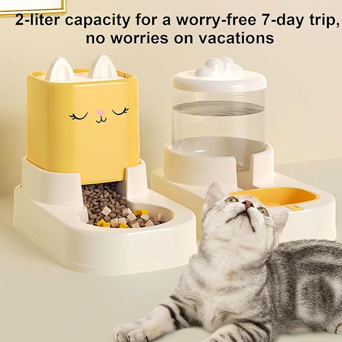 Automatic Feeder – Non-Electrical Pet Food Bowl, Durable No-Power Design, Easy Refill System, Stable Anti-Spill Base, Compact Indoor Outdoor Use | Small Medium Dog Cat Puppy Kitten Feeding Drinking Ho