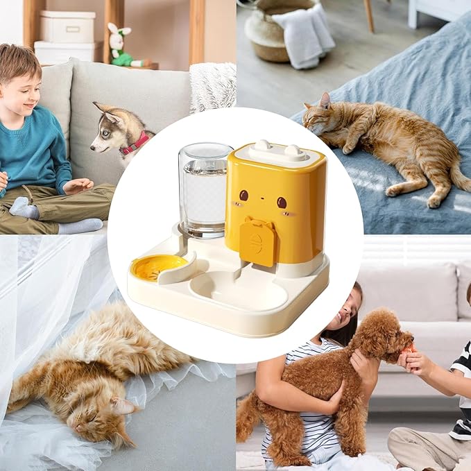 Automatic Dog Feeder – Food Dispenser | 2-in-1 Automatic Pet Food & Water Dispenser Set with Large Capacity Container Bowl, Ideal Feeding Solution for Puppy, Kitten & Small Medium Pets