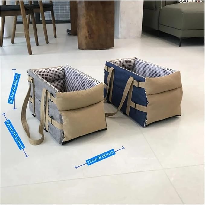 Dog Cat Carrier - Dog Car Booster Seat For Cats Dogs With Dog Travel Car Carrier With Safety Tethers Console Car Seat For Dogs(Blue)