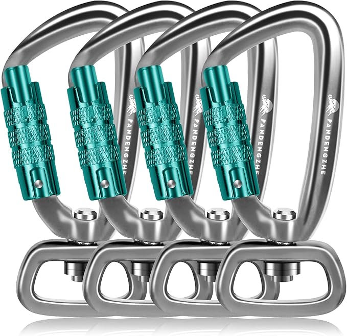 Locking Carabiner Clip 2.5" with Swivel Ring for Securing Pets, Dog Leash Harness, Camping, Hiking, Keychains