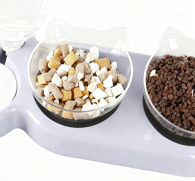 Cat Food Dispenser – Automatic Anti-Tip Feeding Bowl Set, 15 Degree Tilted Dog Feeder for Pets, Practical Feeding Solution for Puppies Kittens Dogs, Easy to Use Stable Design Function, Pet Category To
