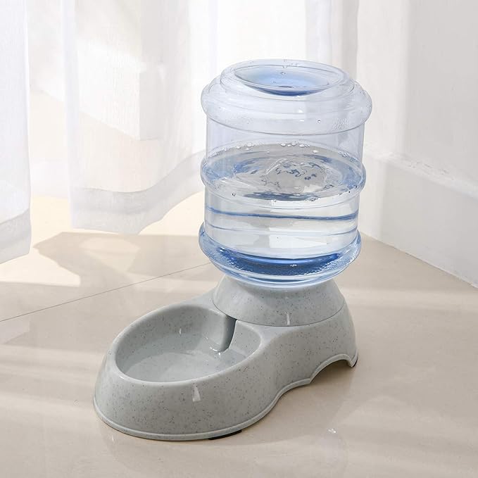 Pet Water Drinking Fountain Automatic Gravity Dispenser Station Self Replenish Animal Waterer Dog Cat Large Capacity Fresh Drinking System Plastic Bottle Reservoir Bowl Stand (3 Gallon)