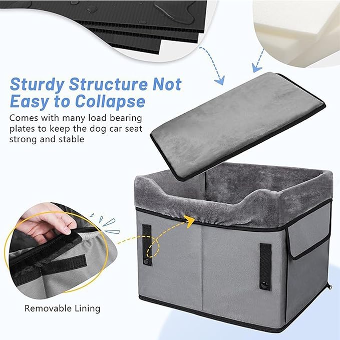 Portable Pet Mat for Cars, Portable and Washable Design, Plush Material, Dog Car Seat, Pet Booster Bed, Comfortable with Built in Storage Pockets, for Road Trips, Daily Commutes, Or Errands
