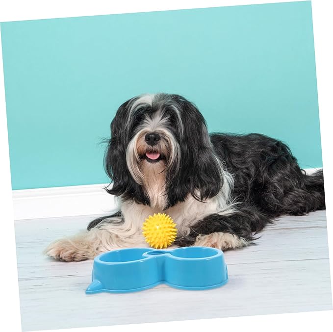 BESTonZON Dual Bowl Plastic Dog Bowls Water Dispenser for Dogs Cats Auto Pet Feeder