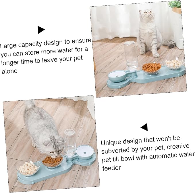 Milisten Cat Slow Feeder Automatic Water Dispenser Tilt Bowl Pet Drinking Bottle Food-Grade