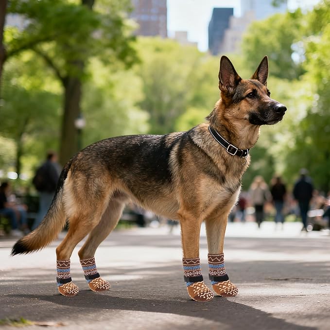 KOOLTAIL Dog Socks to Prevent Licking Paws for Hardwood Floors Anti Slip, Winter Warm Pet Boots&Paw Protector with Grippers, Double Sides Puppy Shoes Booties for Small Medium Large Senior Dogs