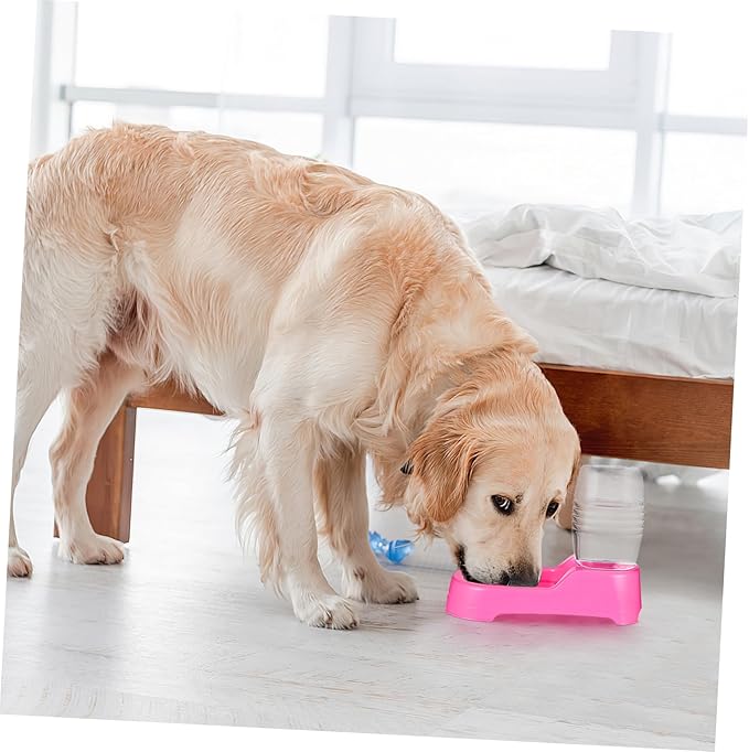 Pet Water Feeder Bowl with Non Tip Design High Density Safe Material Smooth Surface Automatic Drinking Tool for Puppies and Dogs Pink