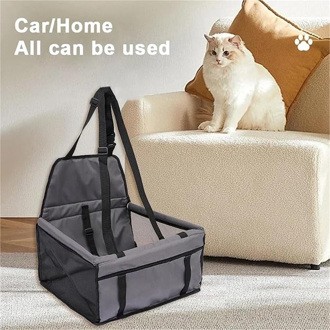 Small Dog Car Seat Shortened Harness with Swivel Metal Spring Hook Ideal Washable Portable Pet Booster Seat Suitable for Small Dogs and Pets(Black)