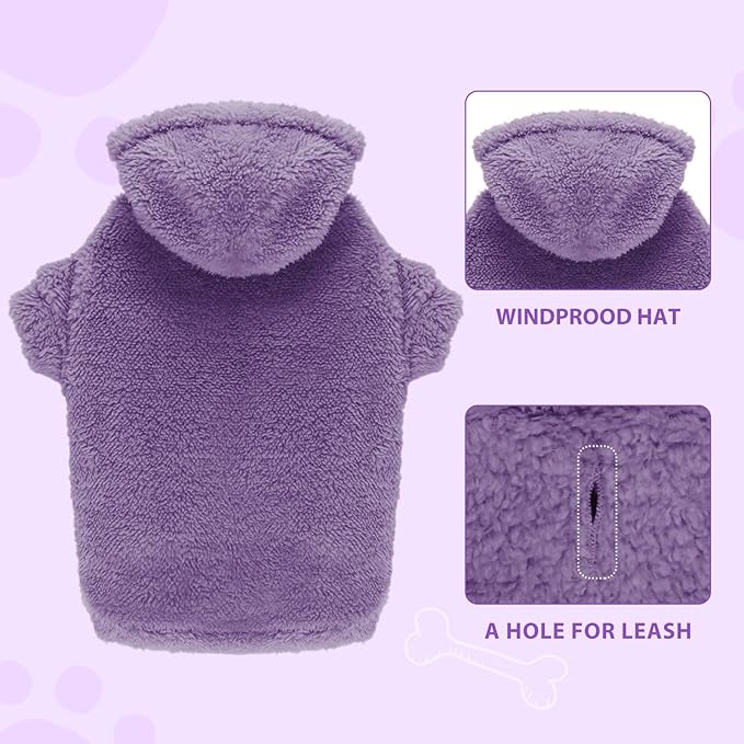 Fuzzy Dog Sweaters for Large Dogs Pet Hoodie Clothes Warm Soft Pet Coats Hooded Sweatshirt Dog Sweaters for Extra Large Dogs(Purple-XL)