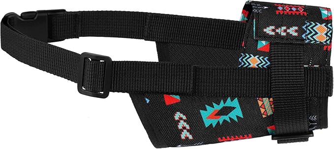 CollarDirect Dog Muzzle - Adjustable Soft Breathable Tribal Nylon Dog Mouth Guard Cover for Small, Medium and Large Dogs, Anti Chewing, Barking & Biting (Pattern 2; S)