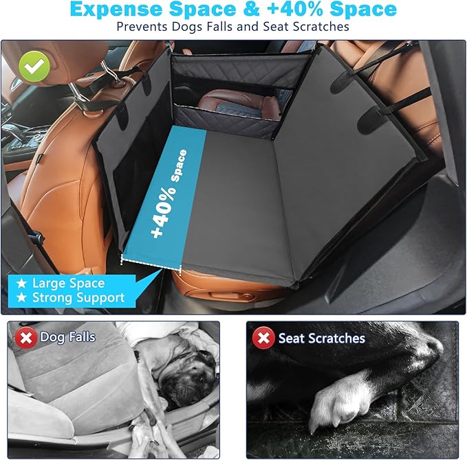 Small Dog Booster Car Seat, Portable Puppy Dog Car Seat, Up to 60lbs, Black