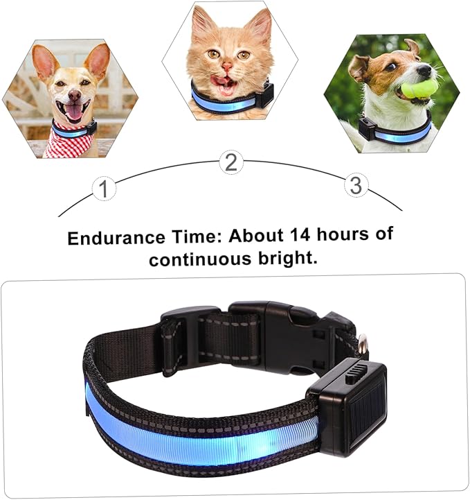 VOSAREA Glowing Dog Collar Bright Modes Rechargeable Led Collar for Pets Puppy Easy Release Buckle