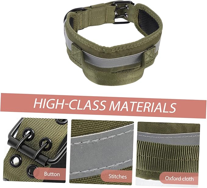 Heavy Duty Adjustable Dog Collar Reflective Stripes Comfortable Pet Accessory for Dogs for Outdoor Use Handle
