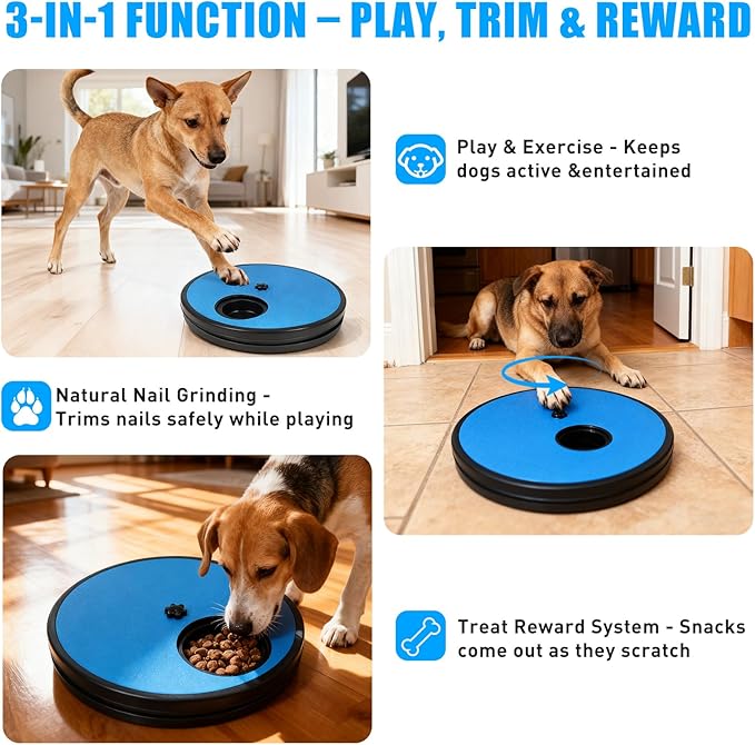 Dog Nail Scratch Board with 2 Knobs (Training & Daily) - Stress Free Dog Nail File Board for Anxiety - Interactive Cognitive Puzzle Toy & Treat Dispenser Alternative to Clippers