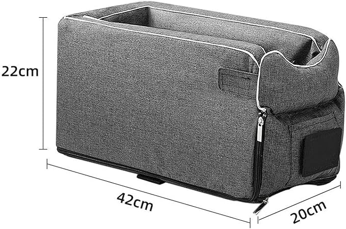 Brrnoo Console Dog Car Seat Armrest Booster Seat, Universal Cat Nest Pet Car Mat, Four Season, Grey
