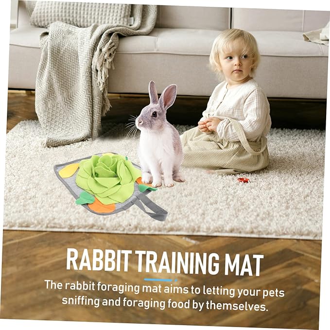 UPKOCH 1pc Rabbit Snuffle Mat for Nose Smell Training Slow Feeding Pad for Rabbits Random Pattern Accessories Reduces Boredom and Anxiety Enhances Health Through Foraging Play