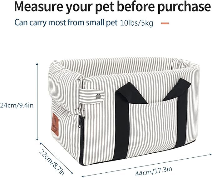 Dog Car Seats for Small Dogs and Cat Up to 10 Lbs,Dog Booster Car Seat ON Car Armrest Center Console Dog Cat Travel Seat Carrier Bed Puppy Console for SUV Secure Safety Seat
