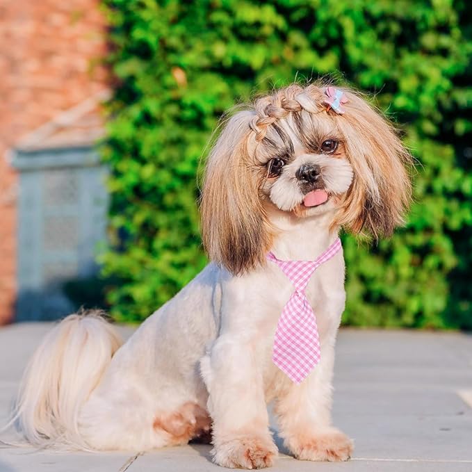 Segarty Dog Ties and Bows, 30 PCS Plaid Pet Neck Ties Grooming Accessories for Daily Wearing Birthday Photography Holiday Festival Party Gift, Seasonal Necktie for Small Medium Dogs