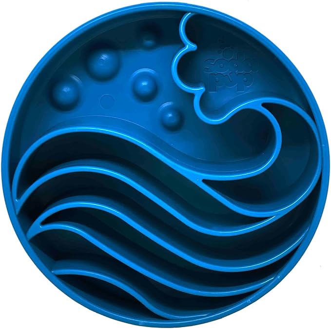 SodaPup Wave Enrichment Bowl – Durable Enrichment Slow Feeder Bowl Made in USA from Non-Toxic, Pet-Safe, Food Safe Material for Mental Stimulation, Slowing Down Eating, Healthy Digestion, & More