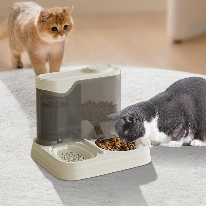 Automatic Dog Feeder – Travel Pet Food Bowl, Splash-Proof Puppy Water Dispenser | Multi-Pet Households Self Feeding Station, 2-in-1 Food Water Container for Apartment and Vacation Use